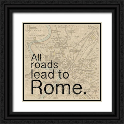 Map Rome Black Ornate Wood Framed Art Print with Double Matting by Gibbons, Lauren