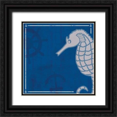 Blue Sea Horse Black Ornate Wood Framed Art Print with Double Matting by Gibbons, Lauren