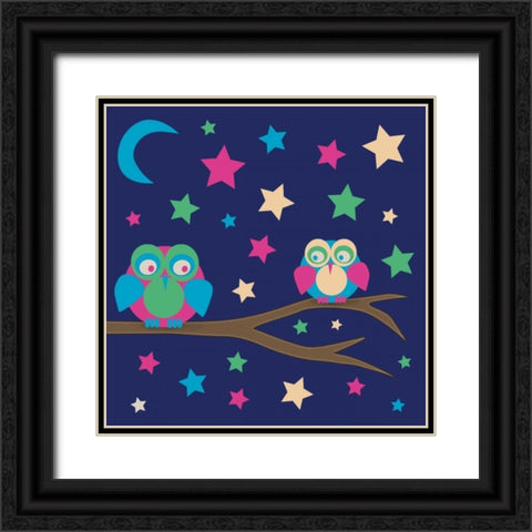 Owls of Color 4 Black Ornate Wood Framed Art Print with Double Matting by Gibbons, Lauren