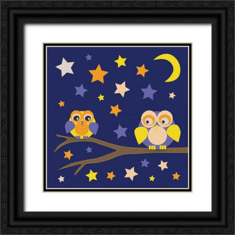 Owls of Color 3 Black Ornate Wood Framed Art Print with Double Matting by Gibbons, Lauren