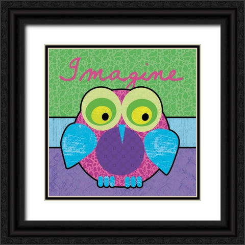 Highlighter Imagine Owl Black Ornate Wood Framed Art Print with Double Matting by Gibbons, Lauren