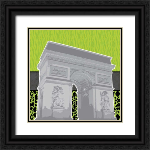 Eiffel Tween Green 2 Black Ornate Wood Framed Art Print with Double Matting by Gibbons, Lauren