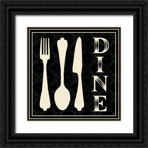 Dine Utensils Black Ornate Wood Framed Art Print with Double Matting by Gibbons, Lauren