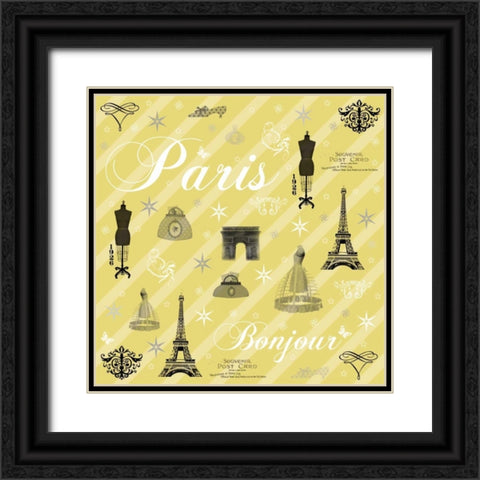 Paris 2b Yellow Black Ornate Wood Framed Art Print with Double Matting by Gibbons, Lauren