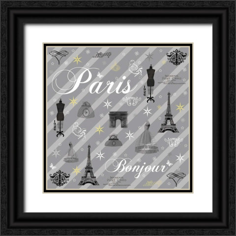 Paris Gray Black Ornate Wood Framed Art Print with Double Matting by Gibbons, Lauren