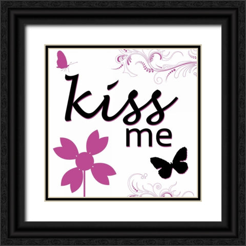 Kiss Me Black Ornate Wood Framed Art Print with Double Matting by Gibbons, Lauren