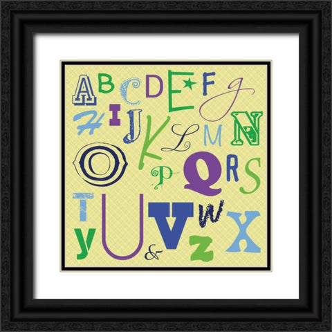 Kids Alphabet Black Ornate Wood Framed Art Print with Double Matting by Gibbons, Lauren