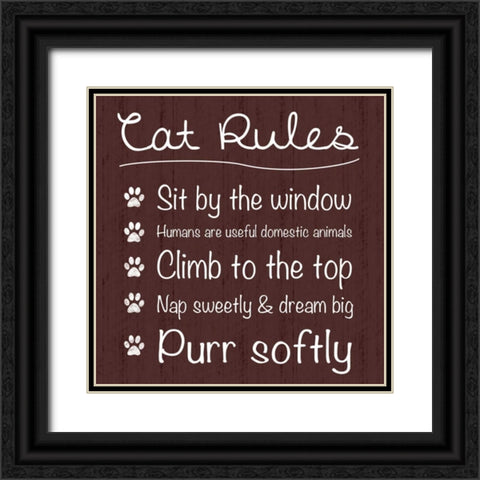 Cat Rules Black Ornate Wood Framed Art Print with Double Matting by Gibbons, Lauren