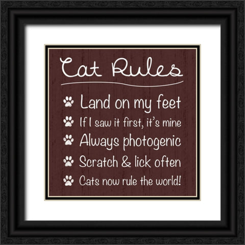 Cat Rules Black Ornate Wood Framed Art Print with Double Matting by Gibbons, Lauren