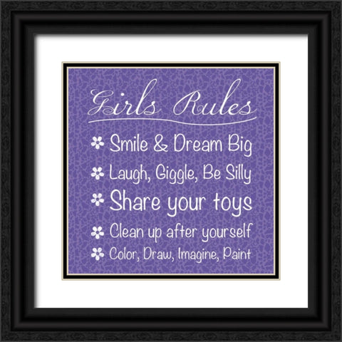Girls Rules Black Ornate Wood Framed Art Print with Double Matting by Gibbons, Lauren