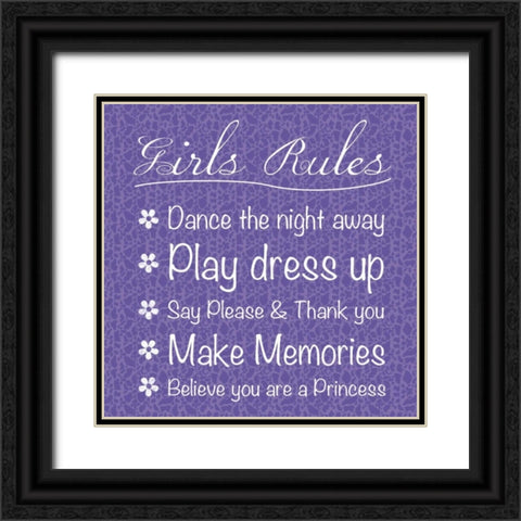 Girls Rules Black Ornate Wood Framed Art Print with Double Matting by Gibbons, Lauren