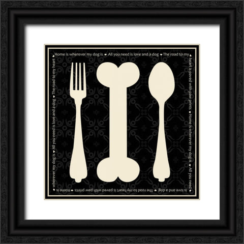 Dog Dine Black Ornate Wood Framed Art Print with Double Matting by Gibbons, Lauren