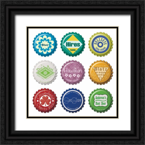 Botttle Caps Black Ornate Wood Framed Art Print with Double Matting by Gibbons, Lauren