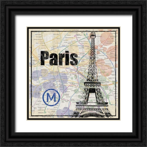 Paris Train Black Ornate Wood Framed Art Print with Double Matting by Gibbons, Lauren