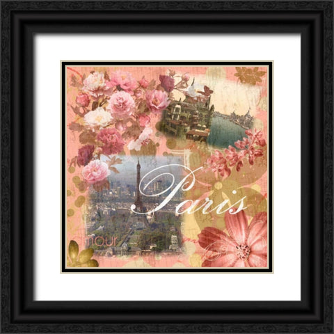 Paris Amour Coral Black Ornate Wood Framed Art Print with Double Matting by Gibbons, Lauren