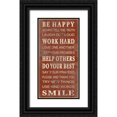 Be Happy Black Ornate Wood Framed Art Print with Double Matting by Grey, Jace