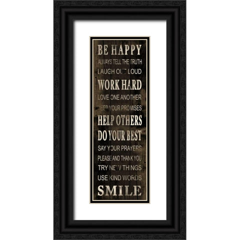 Be Happy Black Ornate Wood Framed Art Print with Double Matting by Grey, Jace