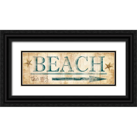 Beach Sign Black Ornate Wood Framed Art Print with Double Matting by Grey, Jace