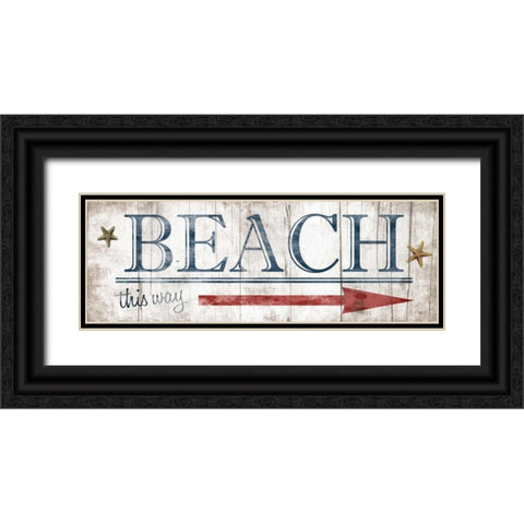 Beach Sign Black Ornate Wood Framed Art Print with Double Matting by Grey, Jace