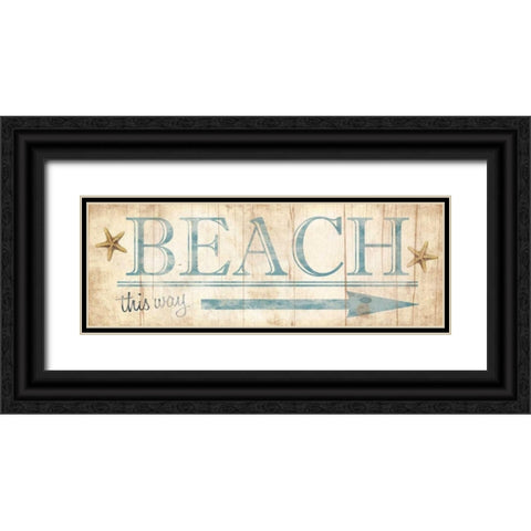 Beach Sign Black Ornate Wood Framed Art Print with Double Matting by Grey, Jace