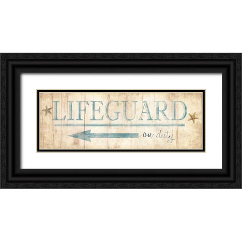 Lifeguard Sign Black Ornate Wood Framed Art Print with Double Matting by Grey, Jace