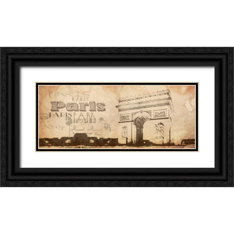 Paris Black Ornate Wood Framed Art Print with Double Matting by Grey, Jace