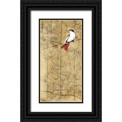 Bird on branch 2 Black Ornate Wood Framed Art Print with Double Matting by Grey, Jace