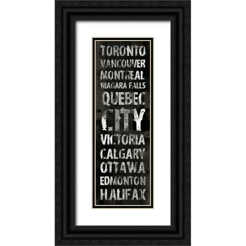 Canada Grunge Type Black Ornate Wood Framed Art Print with Double Matting by Grey, Jace
