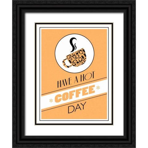 Peach Coffee Day Black Ornate Wood Framed Art Print with Double Matting by Grey, Jace