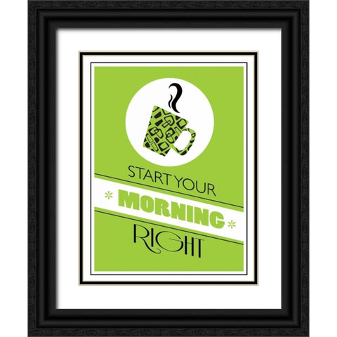 Green Morning Black Ornate Wood Framed Art Print with Double Matting by Grey, Jace