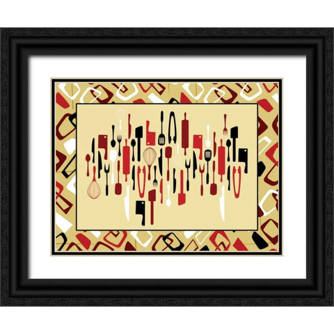 Kitchen Utensils III Black Ornate Wood Framed Art Print with Double Matting by Grey, Jace