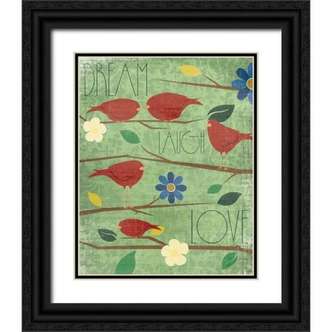 Red Birds I Black Ornate Wood Framed Art Print with Double Matting by Grey, Jace