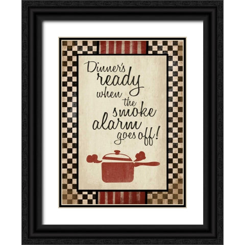 Kitchen Smoke Alarm Black Ornate Wood Framed Art Print with Double Matting by Grey, Jace
