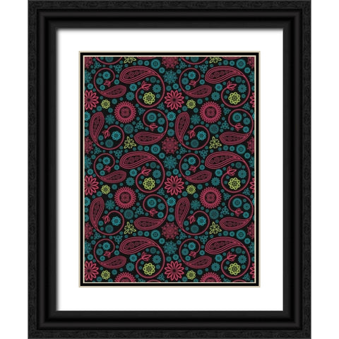 Paisley Black Ornate Wood Framed Art Print with Double Matting by Grey, Jace