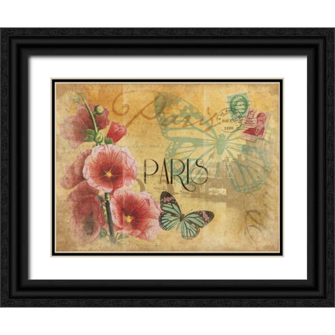 Paris Postcard 2 Black Ornate Wood Framed Art Print with Double Matting by Grey, Jace