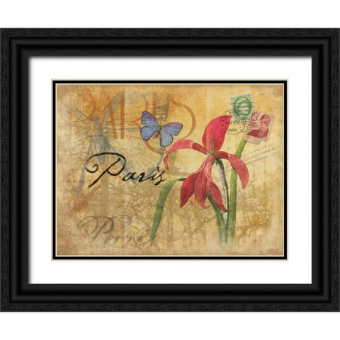 Paris Postcard 4 Black Ornate Wood Framed Art Print with Double Matting by Grey, Jace