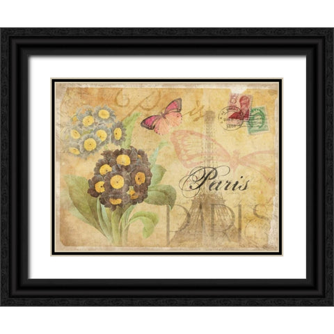 Paris Postcard 5 Black Ornate Wood Framed Art Print with Double Matting by Grey, Jace