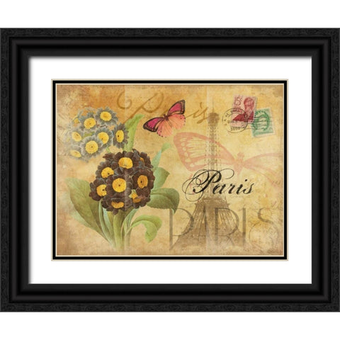Paris Postcard 6 Black Ornate Wood Framed Art Print with Double Matting by Grey, Jace