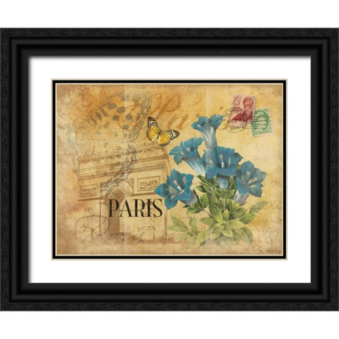 Paris Postcard 8 Black Ornate Wood Framed Art Print with Double Matting by Grey, Jace