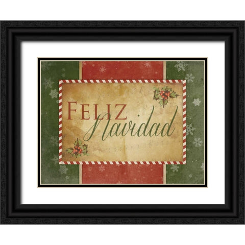 Feliz Navidad Black Ornate Wood Framed Art Print with Double Matting by Grey, Jace