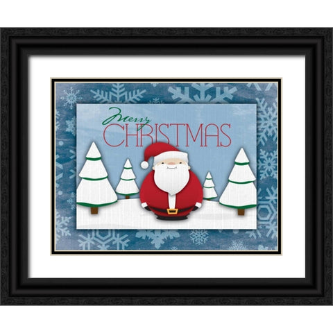 Merry Christmas Black Ornate Wood Framed Art Print with Double Matting by Grey, Jace