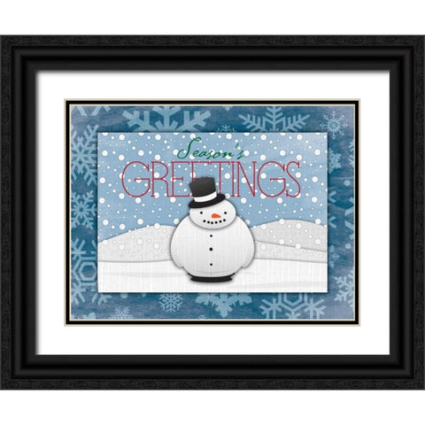 Seasons Greetings Black Ornate Wood Framed Art Print with Double Matting by Grey, Jace