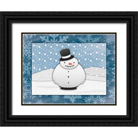 Snowman Black Ornate Wood Framed Art Print with Double Matting by Grey, Jace