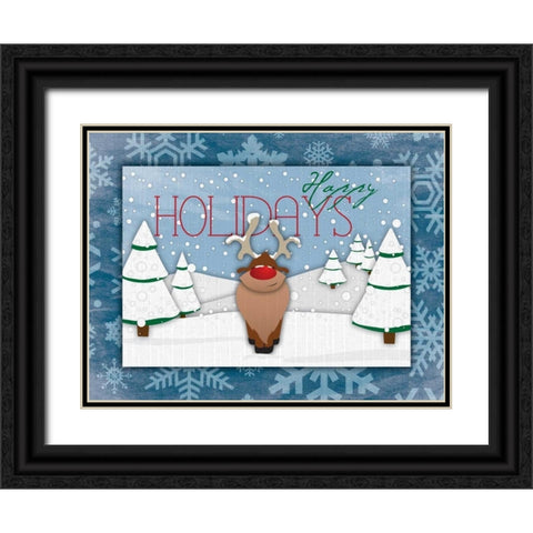 Happy Holidays Black Ornate Wood Framed Art Print with Double Matting by Grey, Jace