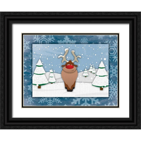 Reindeer Black Ornate Wood Framed Art Print with Double Matting by Grey, Jace