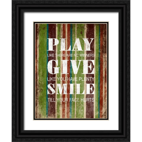 Play Give Smile Black Ornate Wood Framed Art Print with Double Matting by Grey, Jace