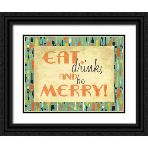 Merry Kitchen Black Ornate Wood Framed Art Print with Double Matting by Grey, Jace