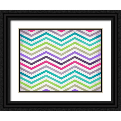 Chevron in Color Black Ornate Wood Framed Art Print with Double Matting by Grey, Jace