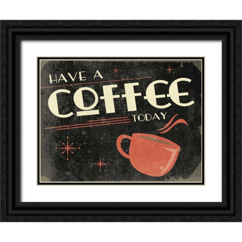 Retro Coffee A Black Ornate Wood Framed Art Print with Double Matting by Grey, Jace
