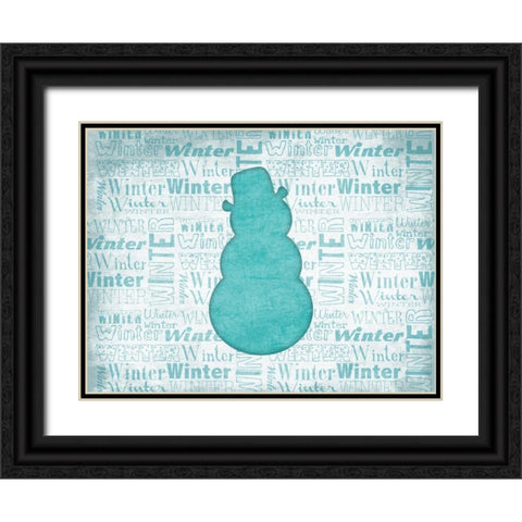 Snowman Black Ornate Wood Framed Art Print with Double Matting by Grey, Jace